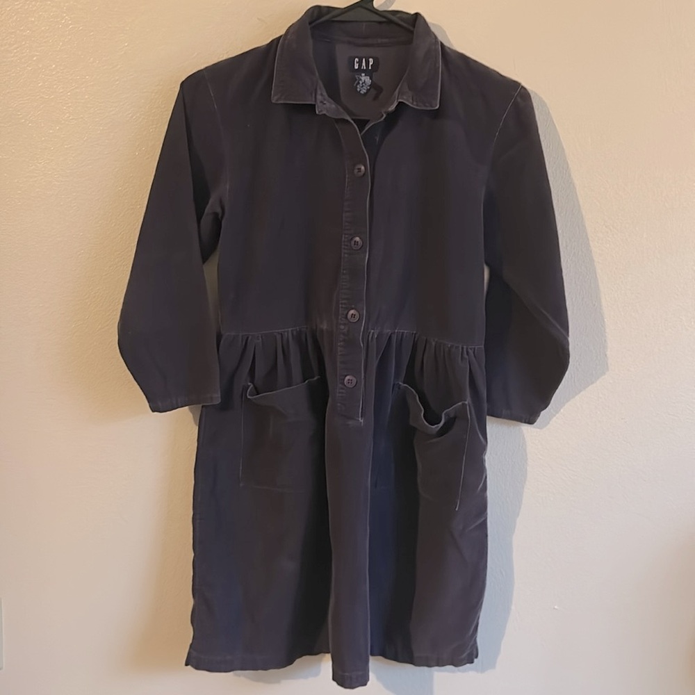 GAP Girls Soft Corduroy Purple Long Sleeve Button Down Shirt Dress